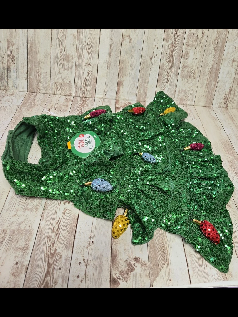 Merry & Bright Christmas Tree Pet Costume Medium NWT Sequin Holiday Outfit